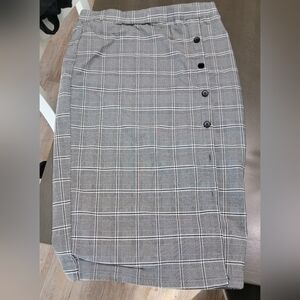 Plaid Button Detail Pencil Skirt